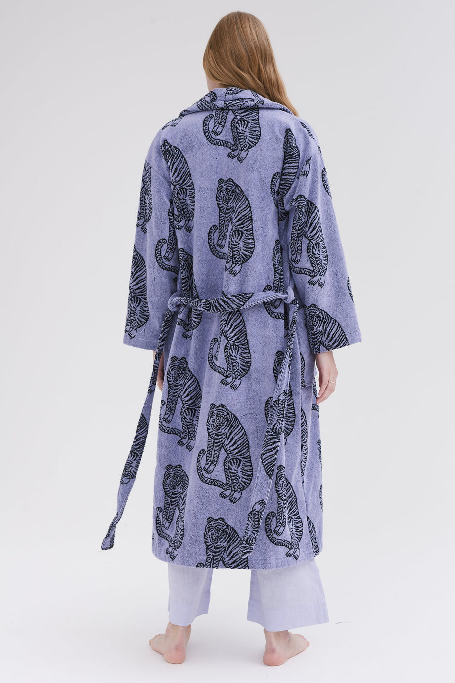Women's Towel Robe Sansindo Tiger Print Lavender/Black