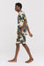 Men’s Cuban Pyjama Shirt Tithonia Print Cream/Black