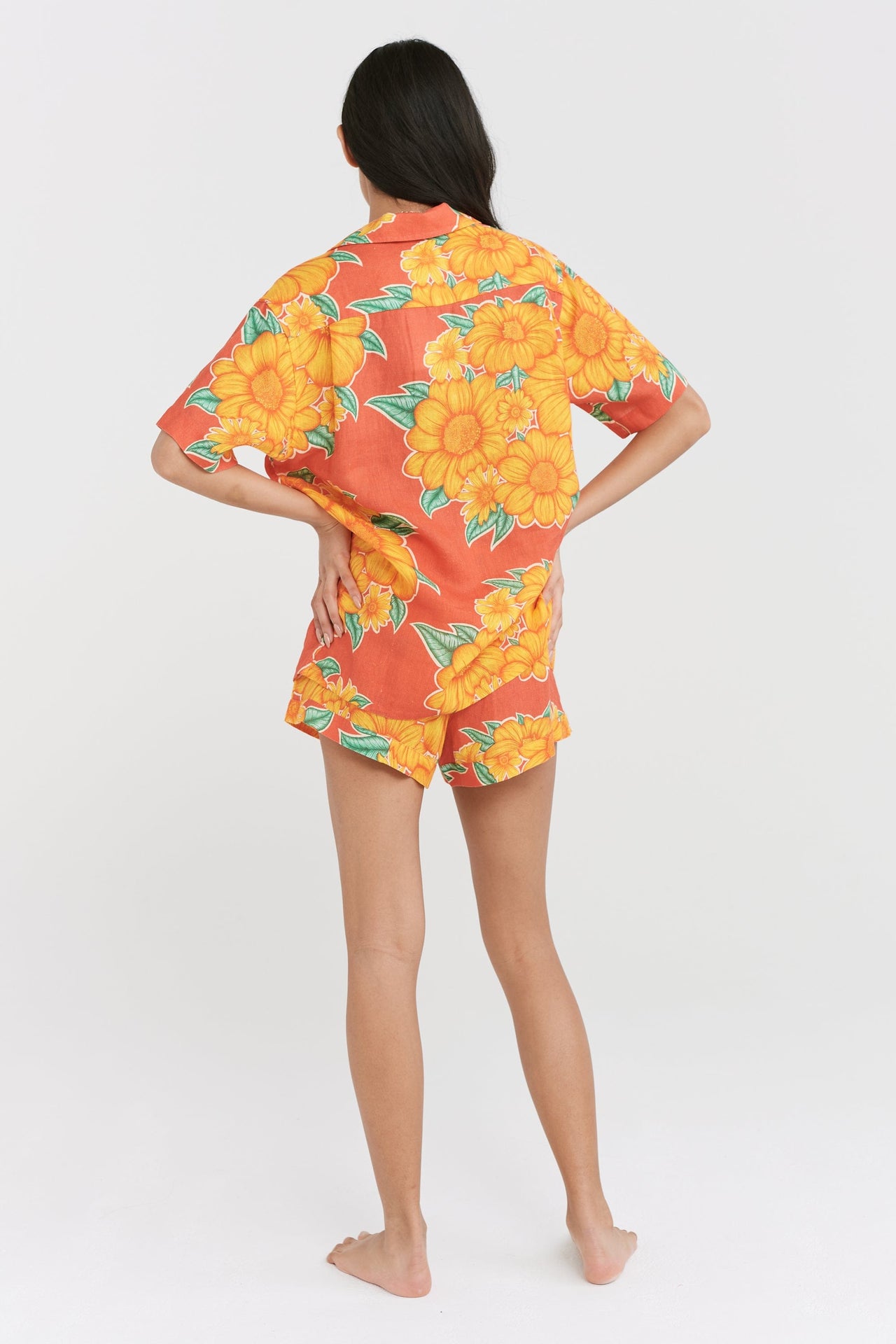 Cuban Pyjama Set Tithonia Print Orange