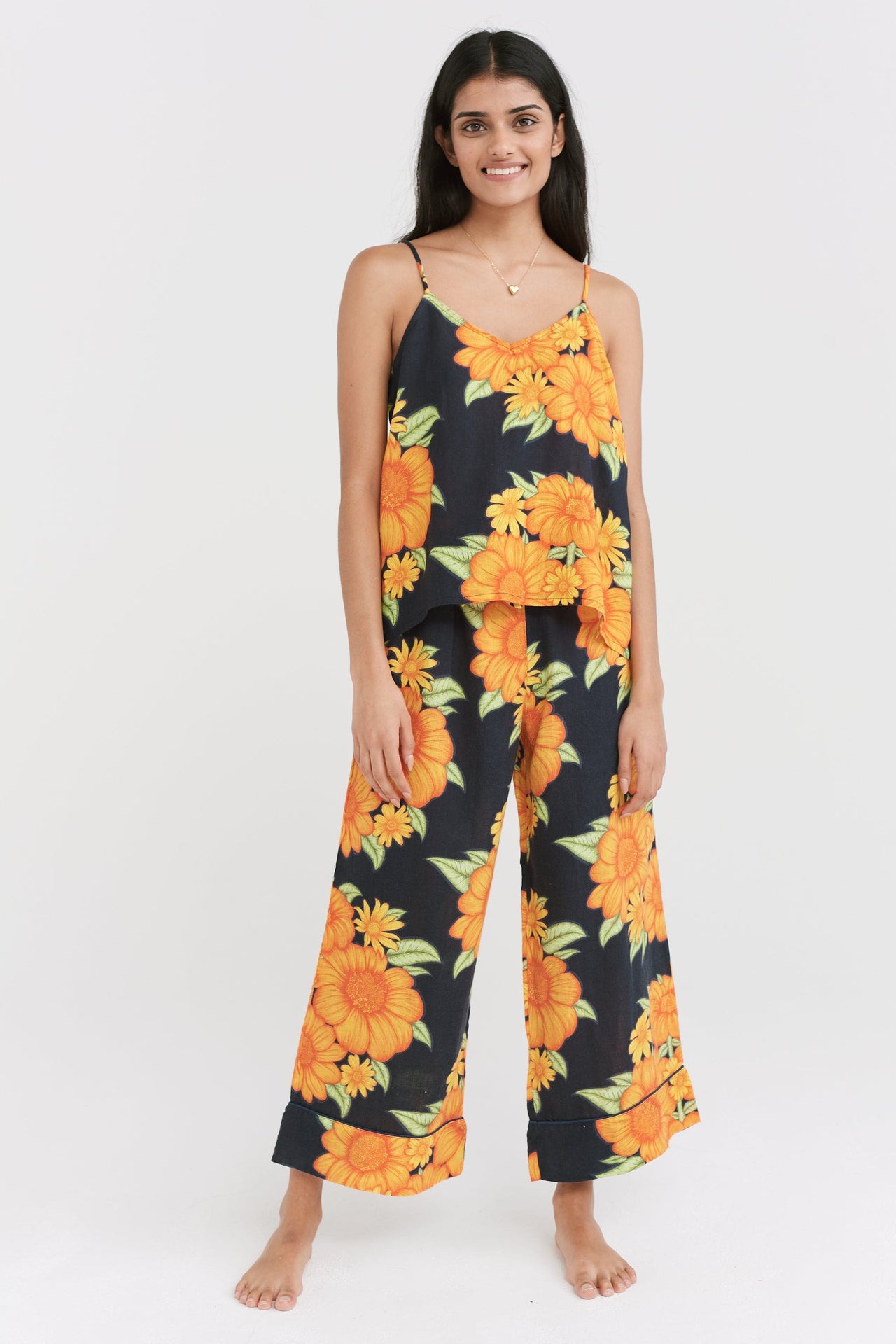 Cami & Wide Leg Set Tithonia Print Navy