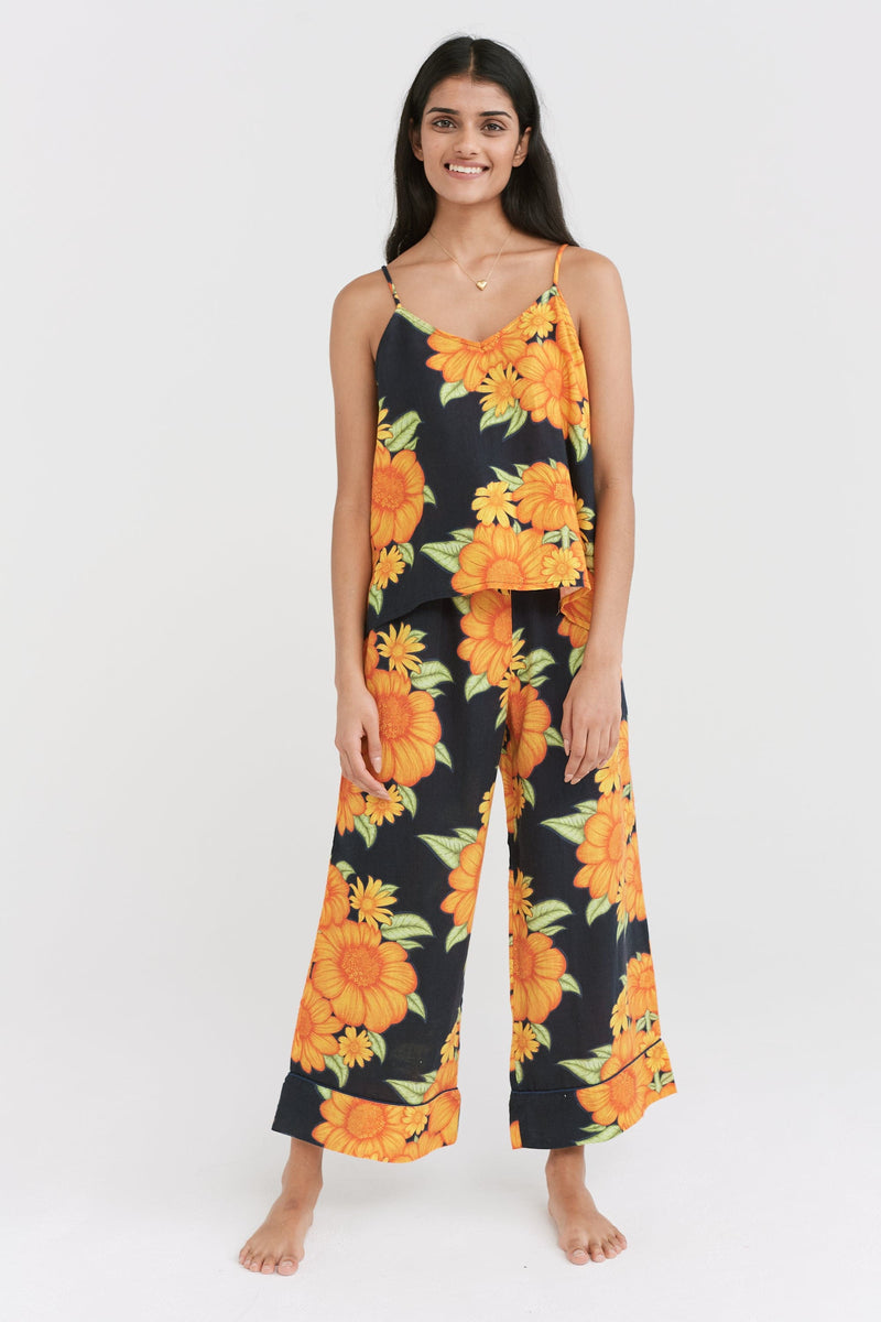 Cami & Wide Leg Set Tithonia Print Navy