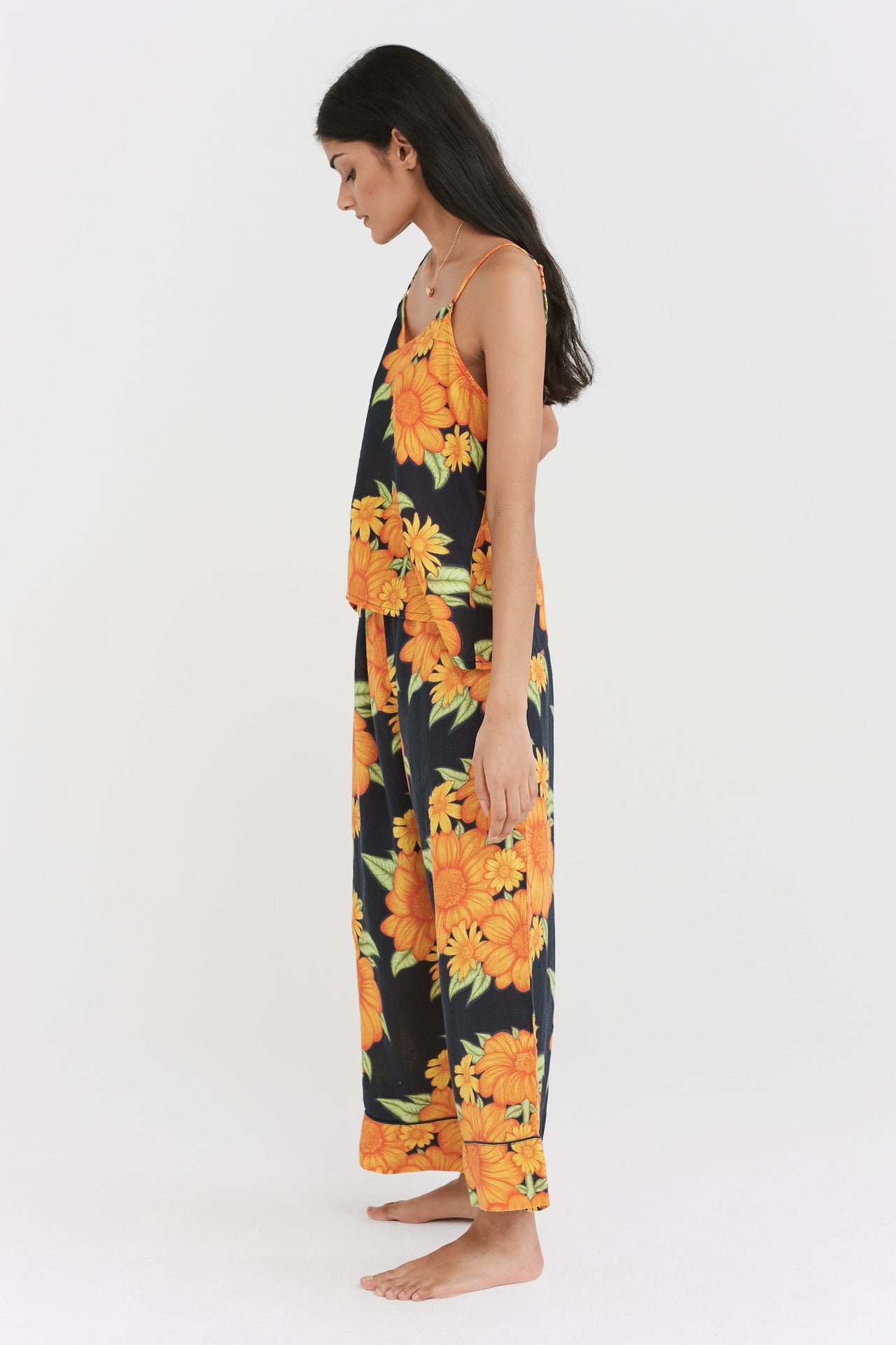 Cami & Wide Leg Set Tithonia Print Navy