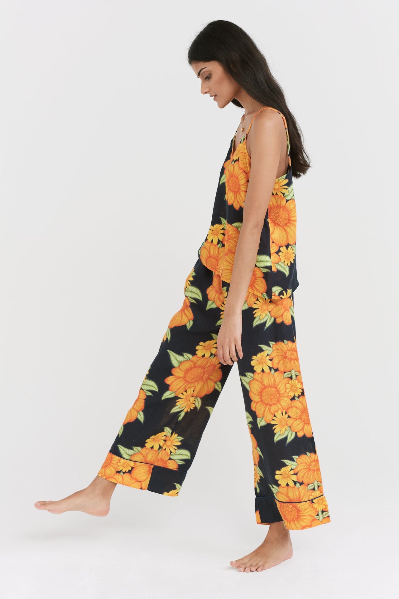 Cami & Wide Leg Set Tithonia Print Navy