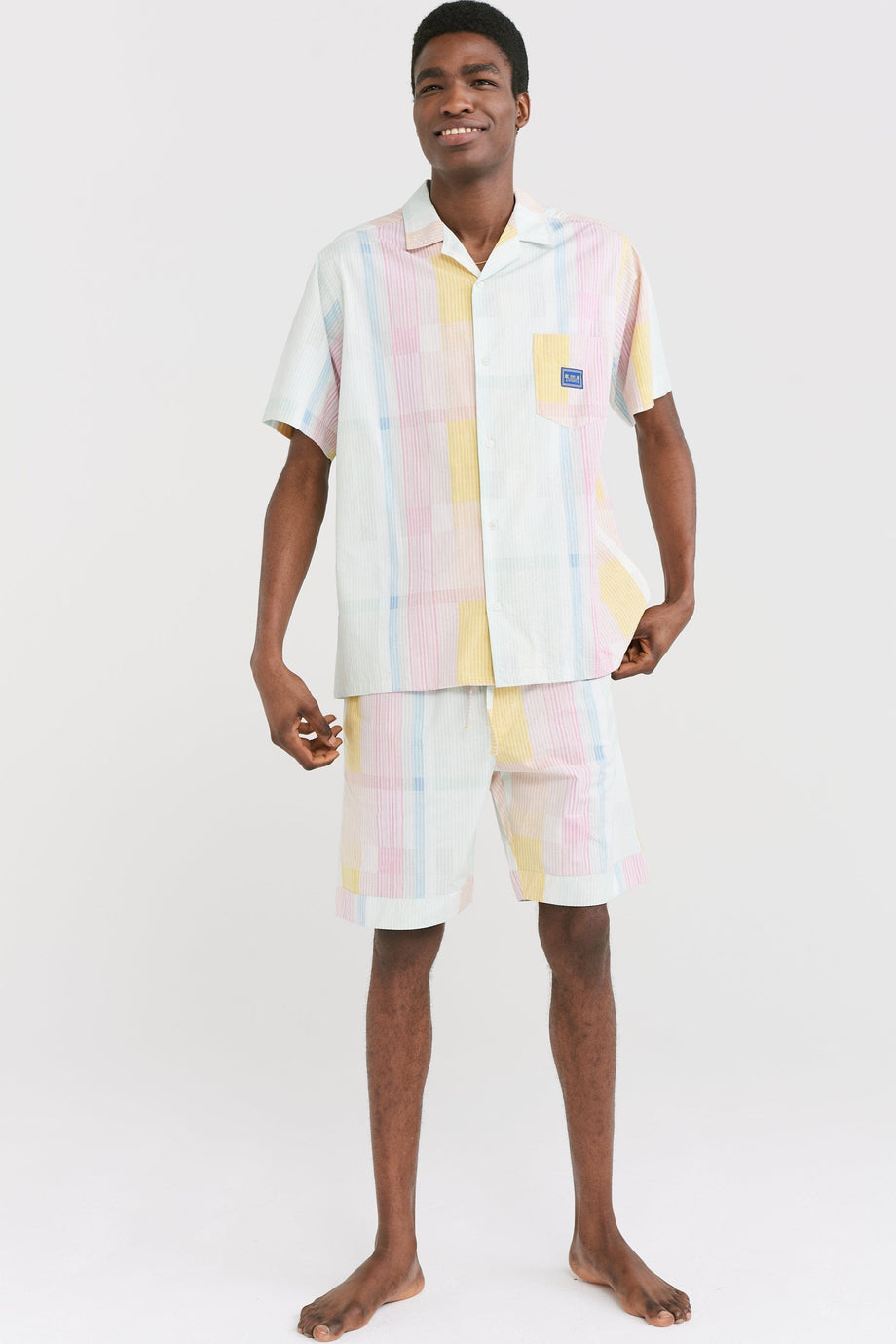 Men’s Cuban Pyjama Shirt Pessoa Seersucker Multi