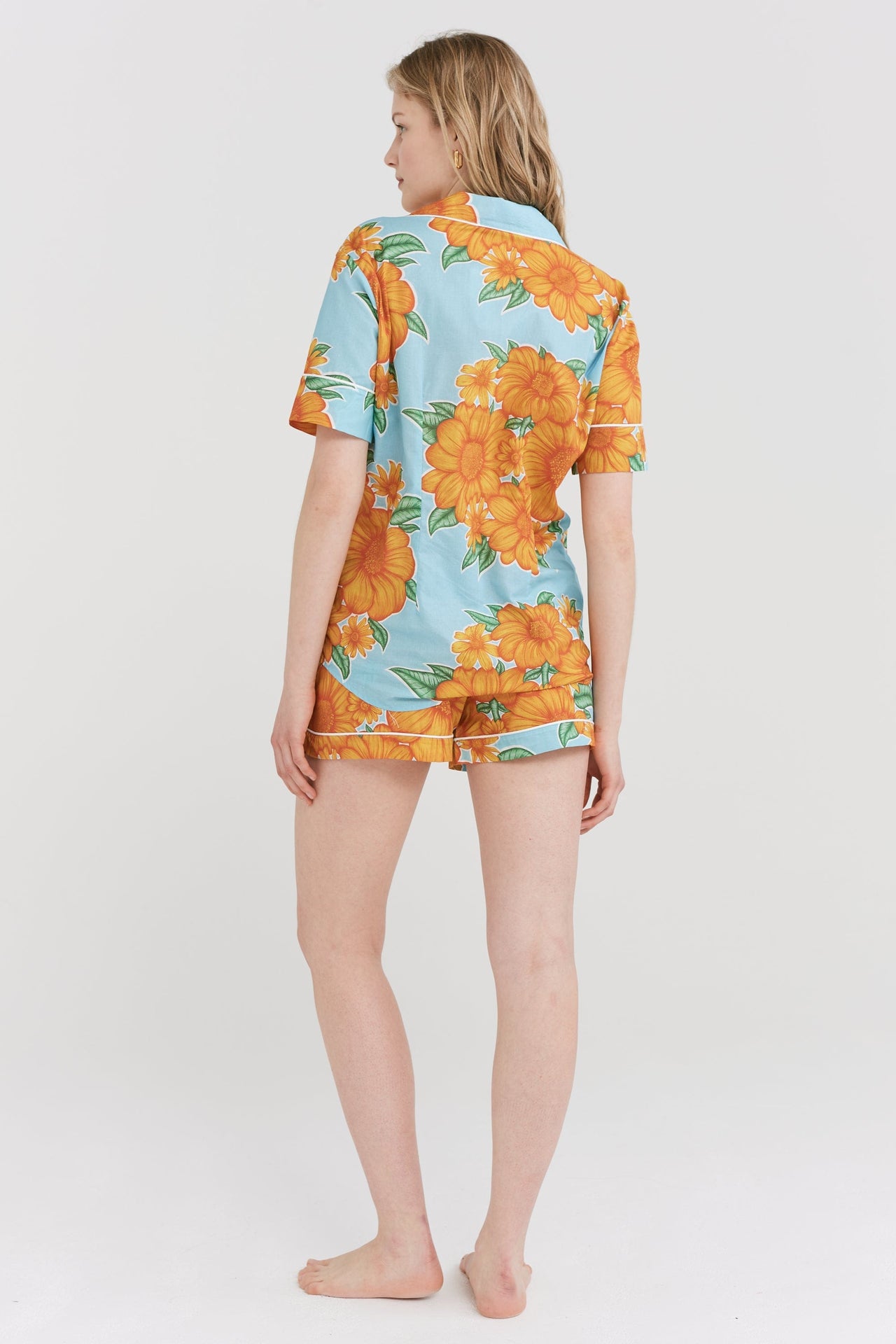 Short Pyjama Set Tithonia Print Powder Blue