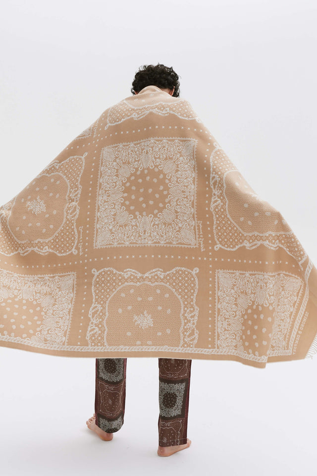 The Most Fancy Italian Wool Blanket Bandana Print Sand/Cream