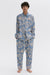 Men’s Pocket Pyjama Set Cactus Flower Print Powder Blue/Tan Linen
