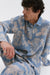 Men’s Pocket Pyjama Set Cactus Flower Print Powder Blue/Tan Linen