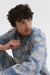Men’s Pocket Pyjama Set Cactus Flower Print Powder Blue/Tan Linen