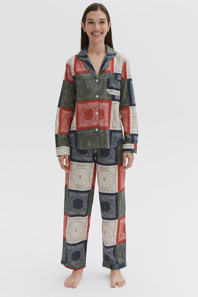 Long Pyjama Set Bandana Patchwork Print Multi