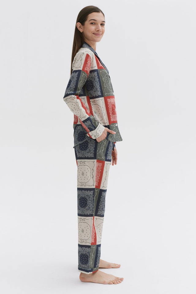 Long Pyjama Set Bandana Patchwork Print Multi