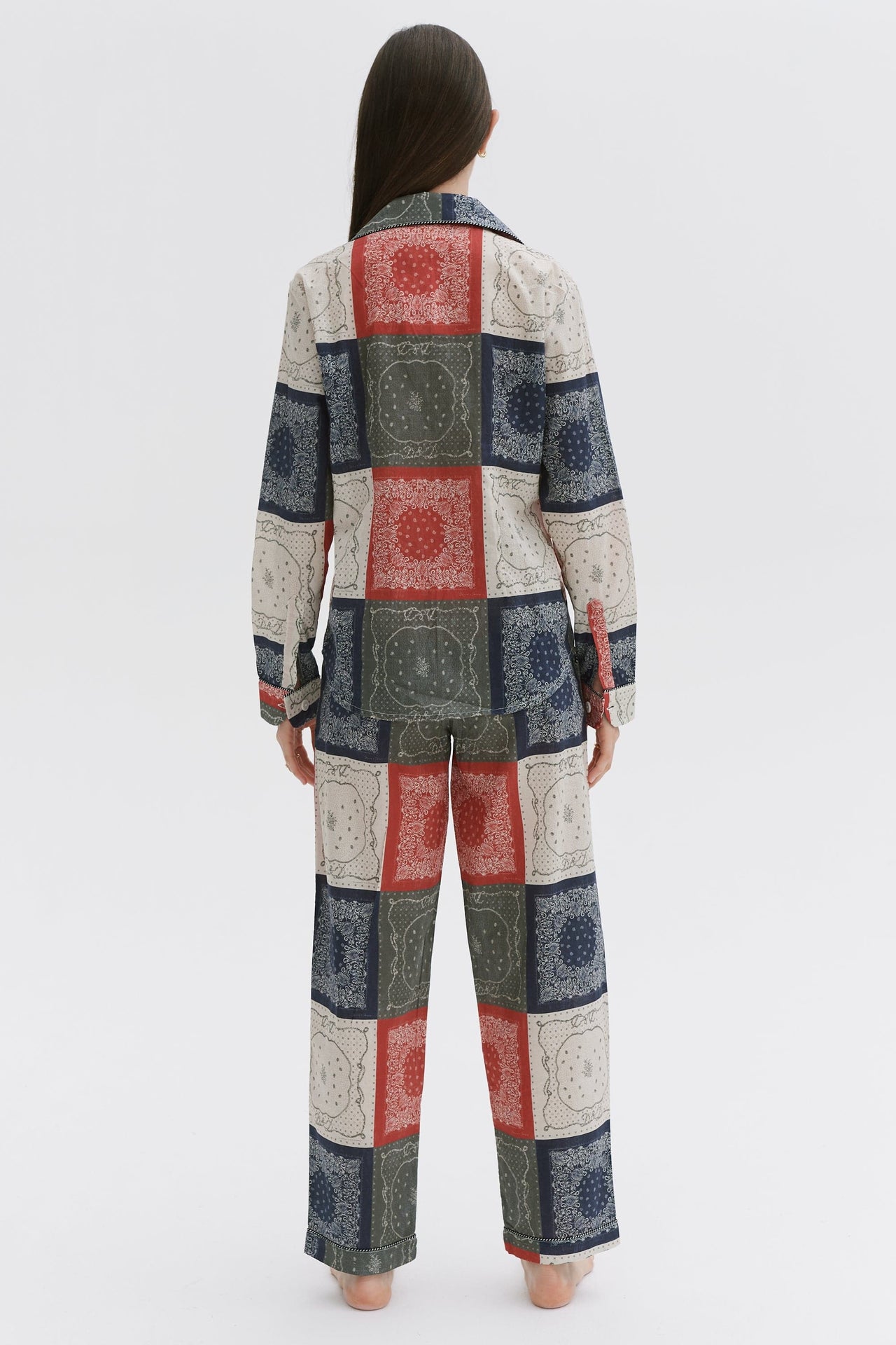 Long Pyjama Set Bandana Patchwork Print Multi