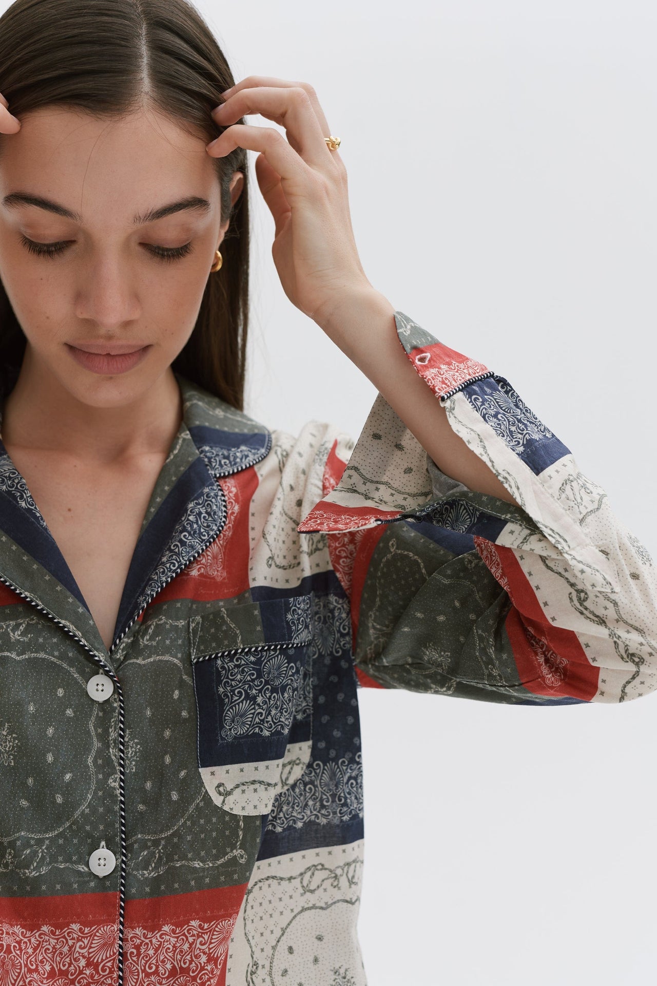 Long Pyjama Set Bandana Patchwork Print Multi