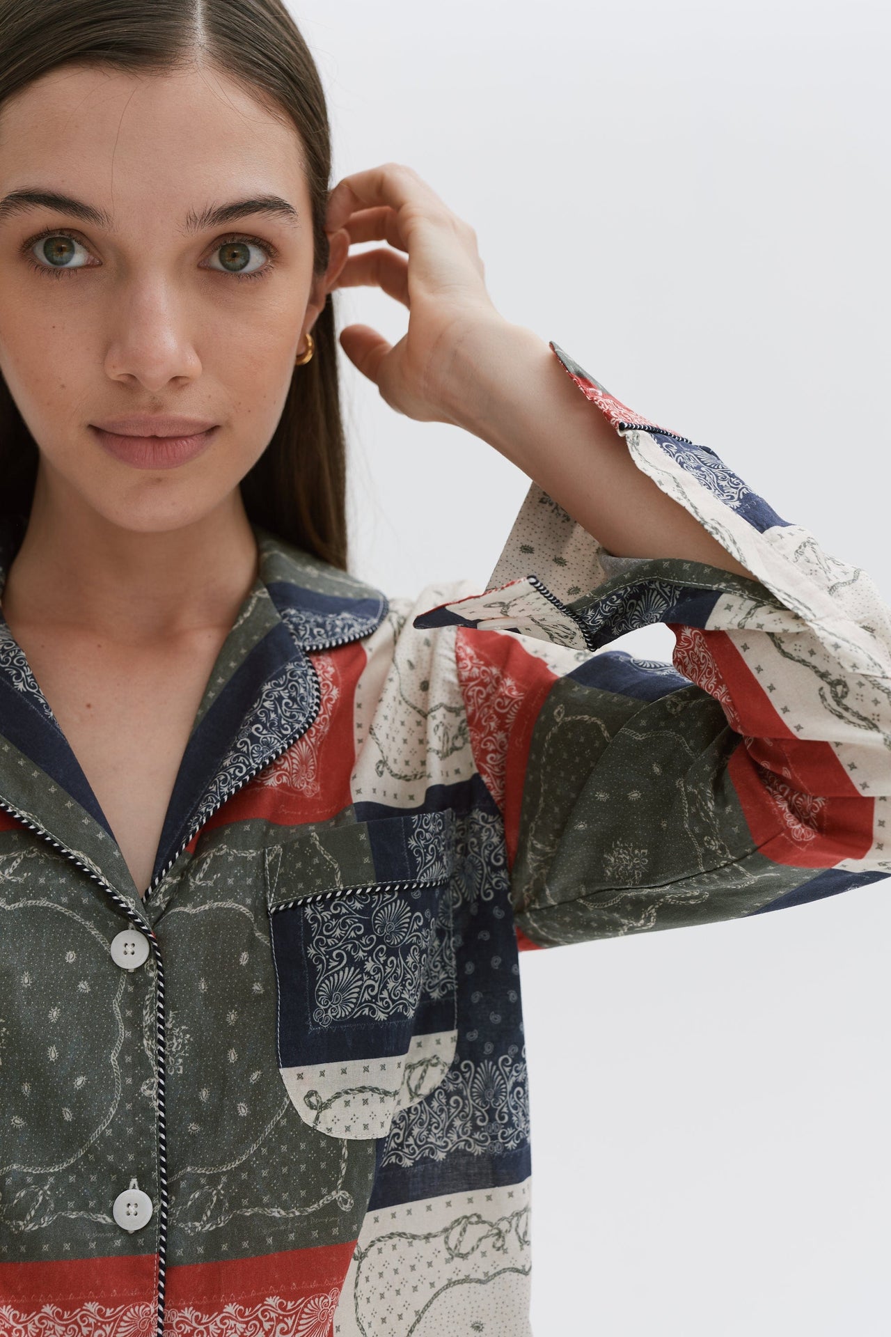 Long Pyjama Set Bandana Patchwork Print Multi