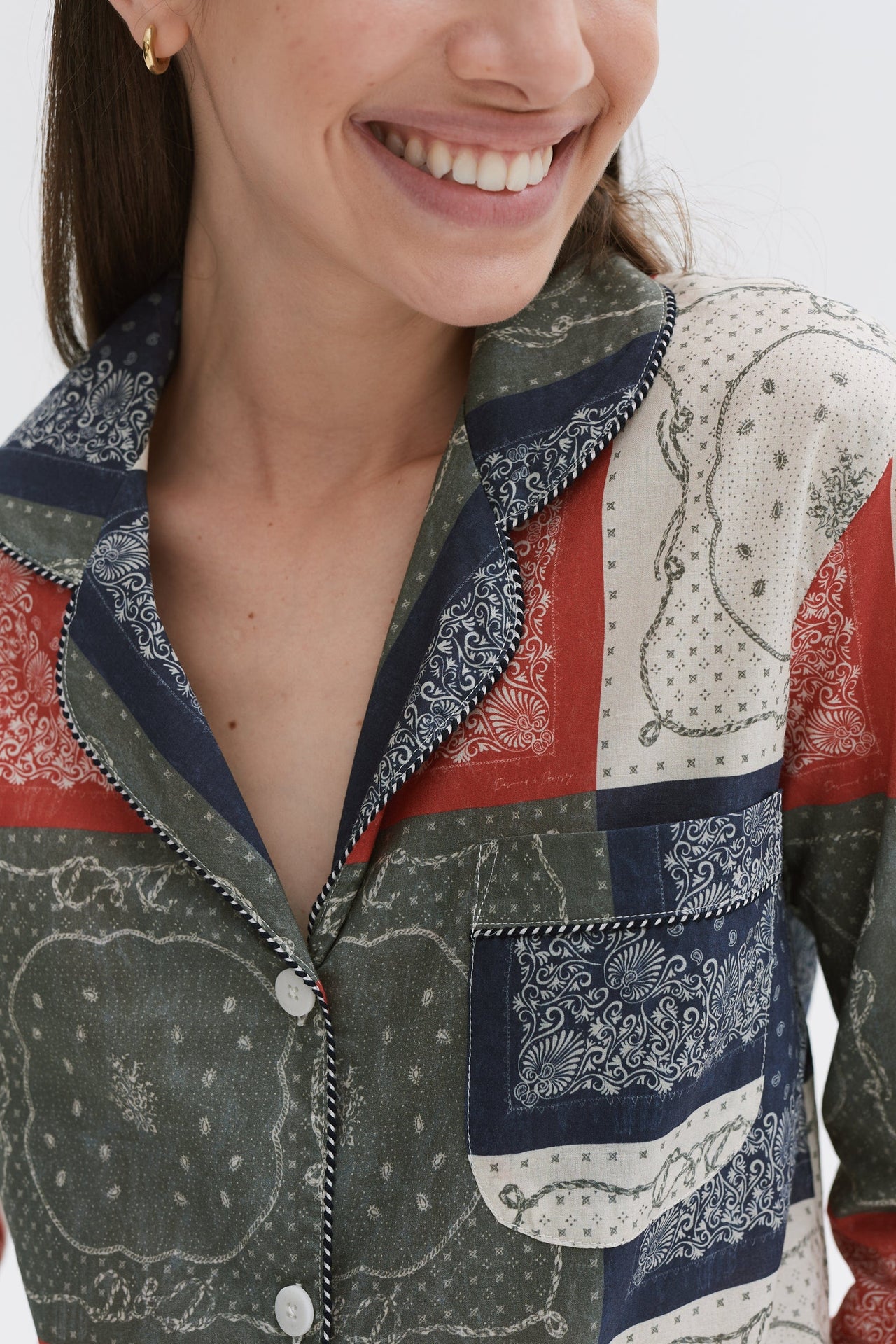 Long Pyjama Set Bandana Patchwork Print Multi