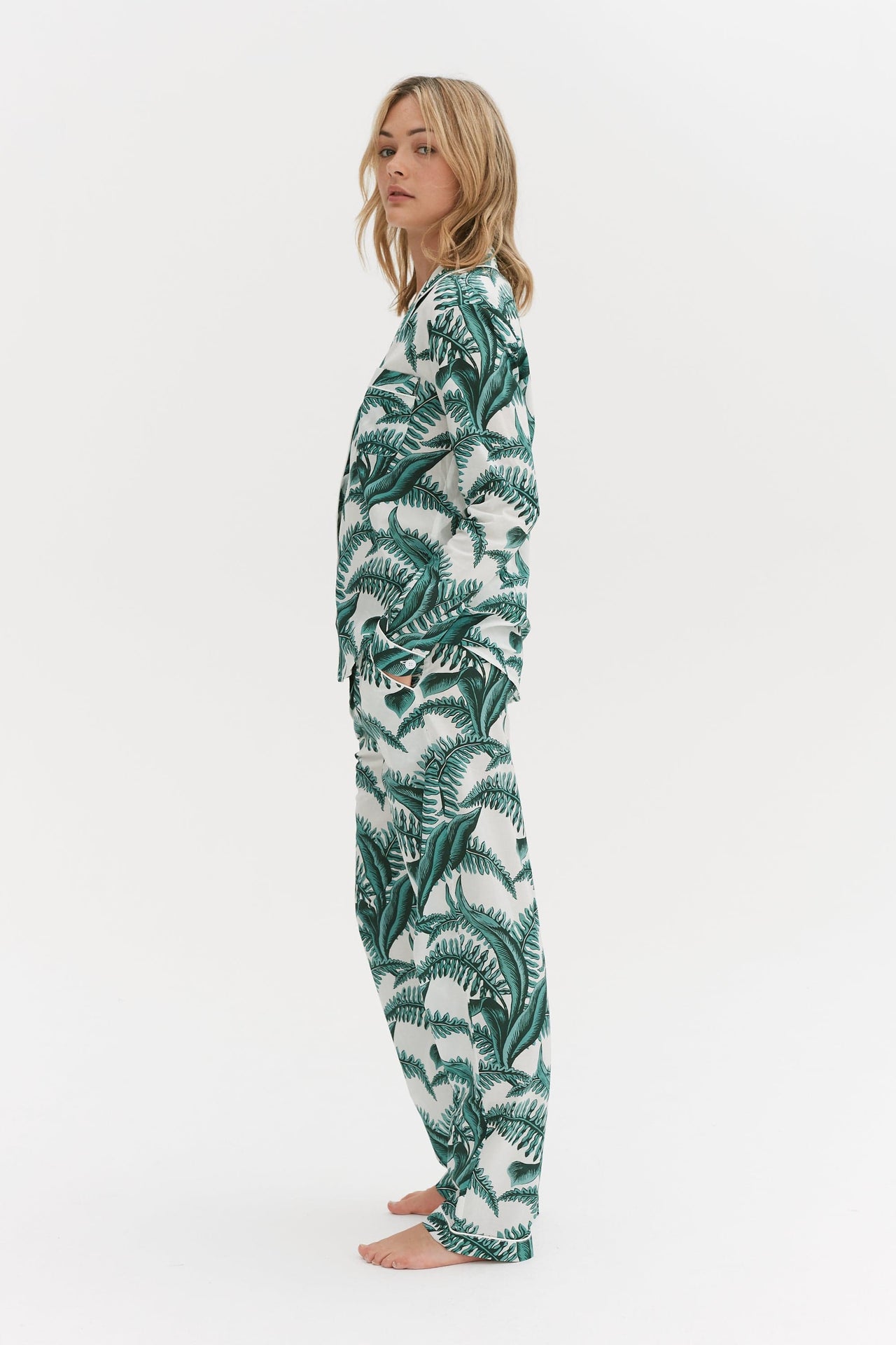 Long Pyjama Set The Fern Print White/Green