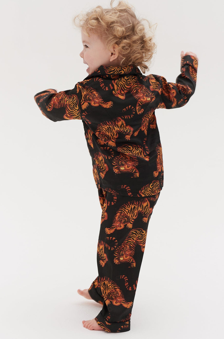 Kids' Long Pyjama Set Rayas Print black