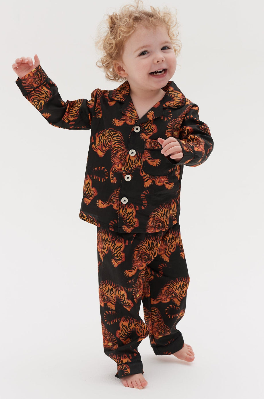 Kids' Long Pyjama Set Rayas Print black