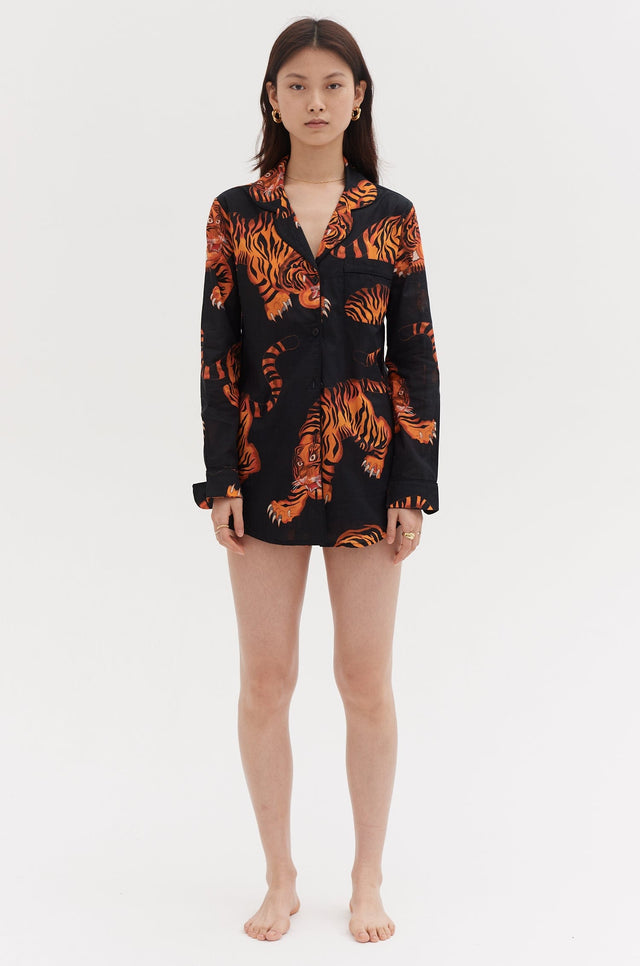 Signature Pyjama Set Rayas Print Black