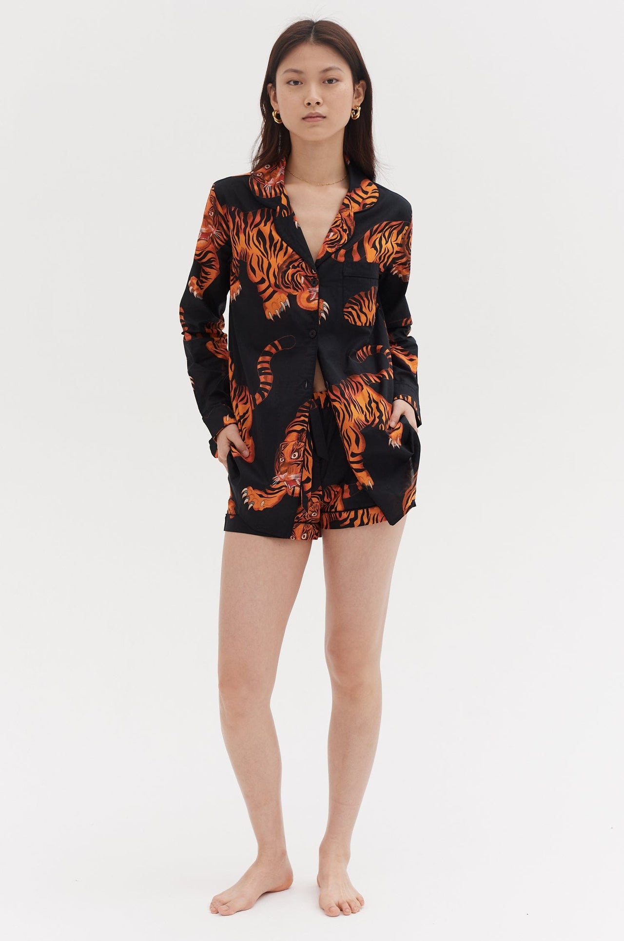 Signature Pyjama Set Rayas Print Black