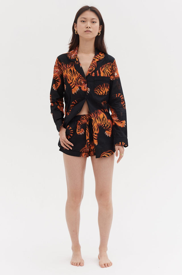 Signature Pyjama Set Rayas Print Black