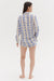 Signature Pyjama Set Palm Stripe Print Cream/Blue Linen
