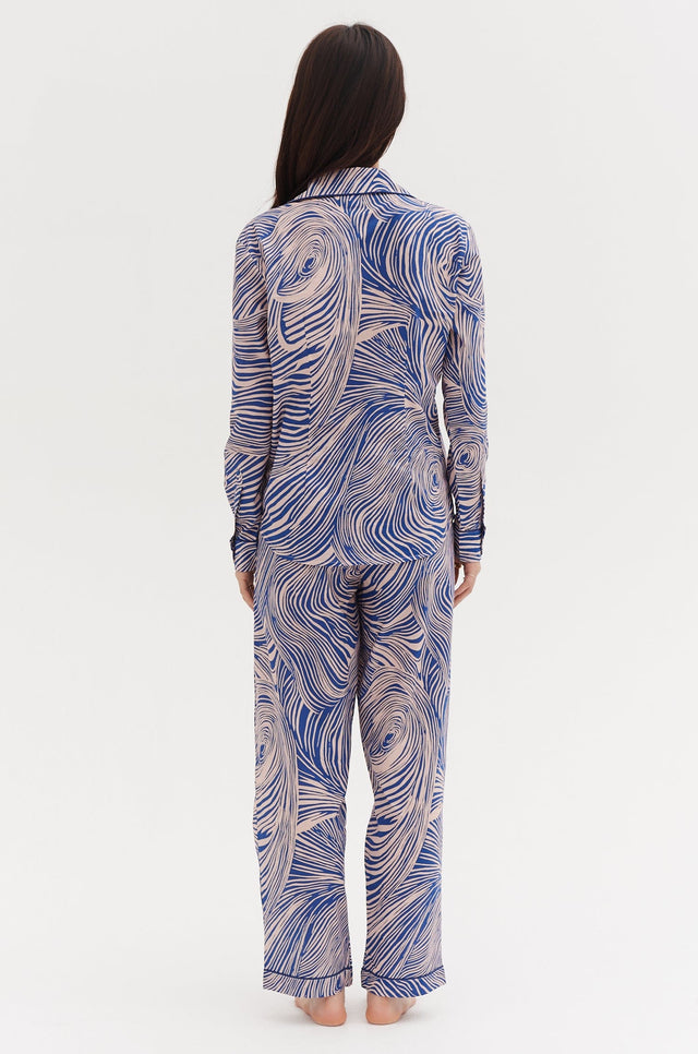 Long Pyjama Set Tellus Print Blue