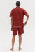 Men’s Cuban Pyjama Set Helios Sundried Tomato Embroidery Linen