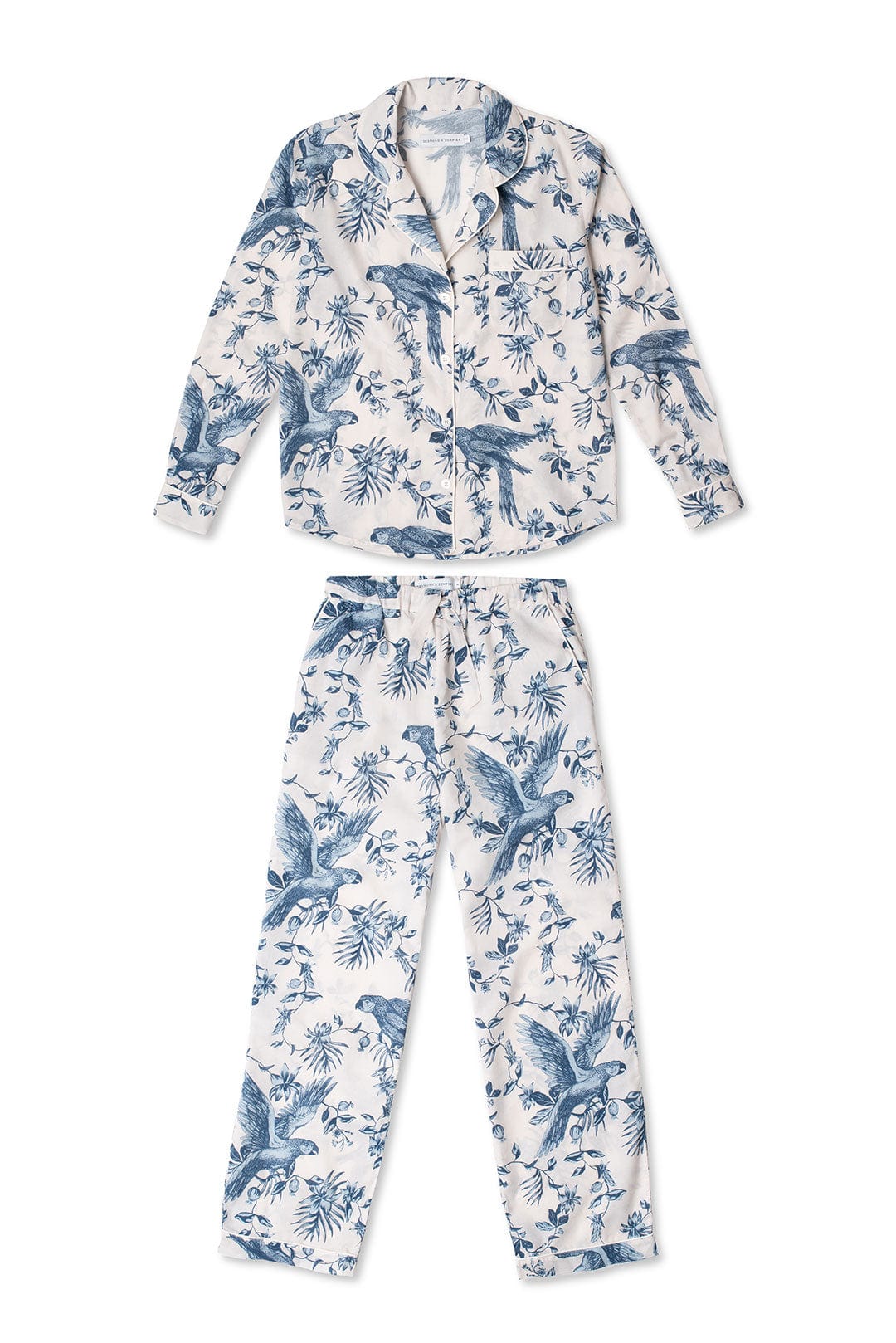 Long Pyjama Set Bromley Parrot Print Cream/Blue