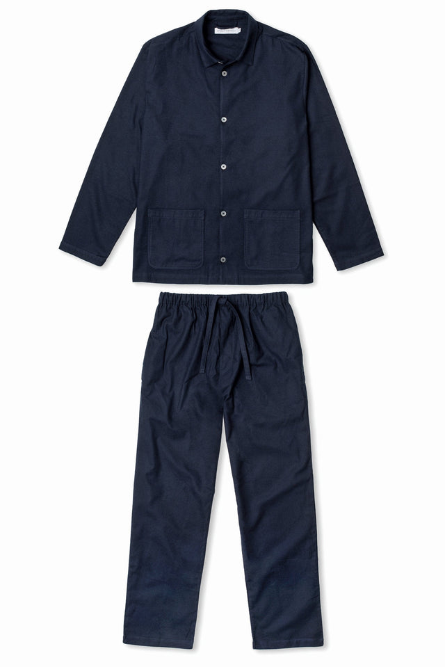 Men’s Pocket Pyjama Set Brushed Cotton Navy