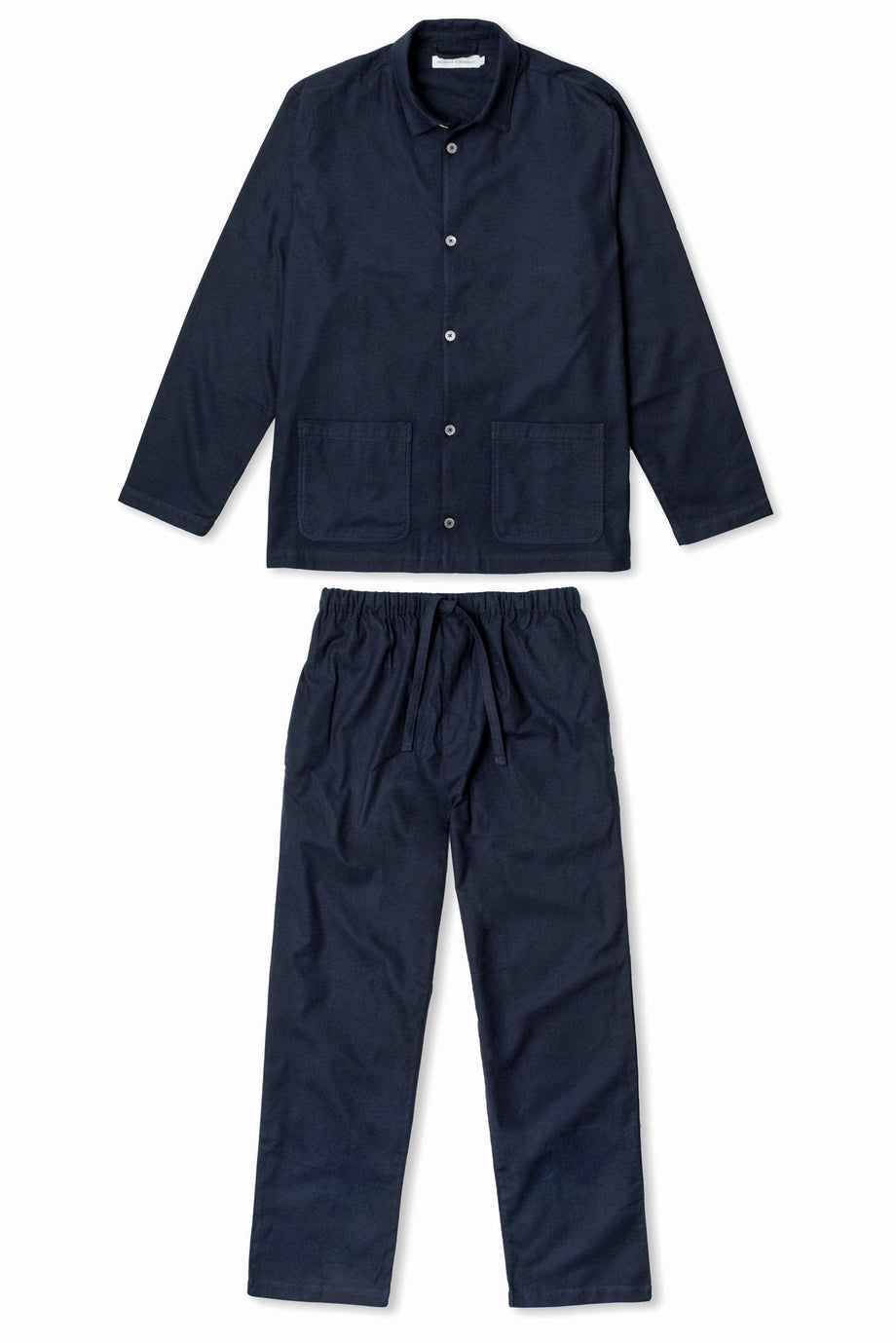 Navy Contrast-stitch brushed-cotton pyjamas, Desmond and Dempsey