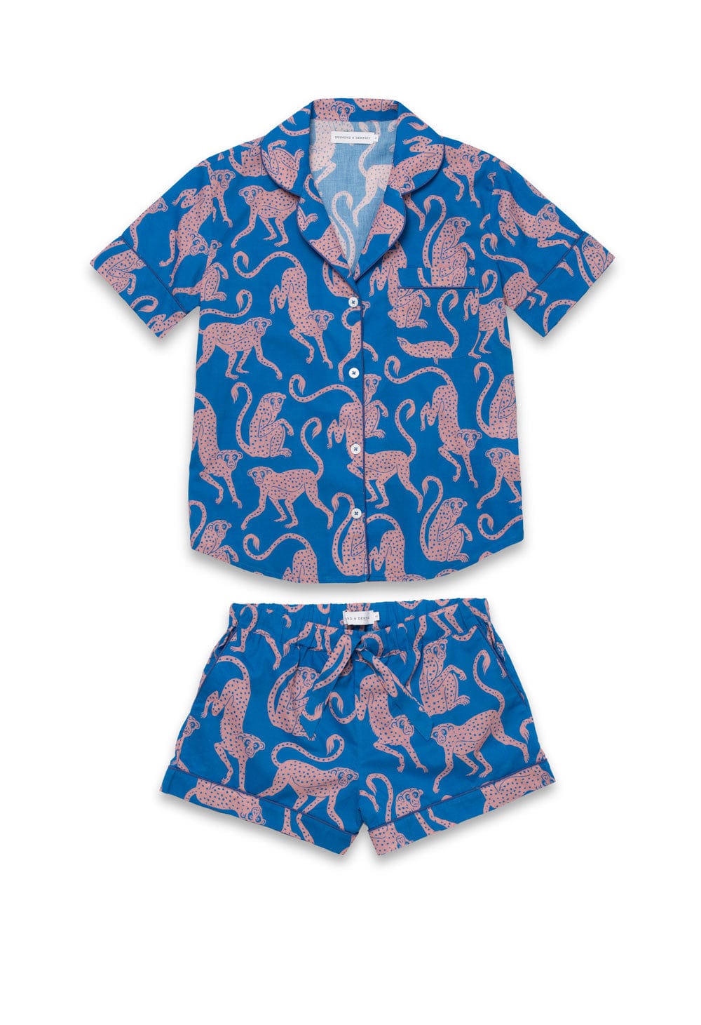 Short Pyjama Set Chango Print Blue/Pink