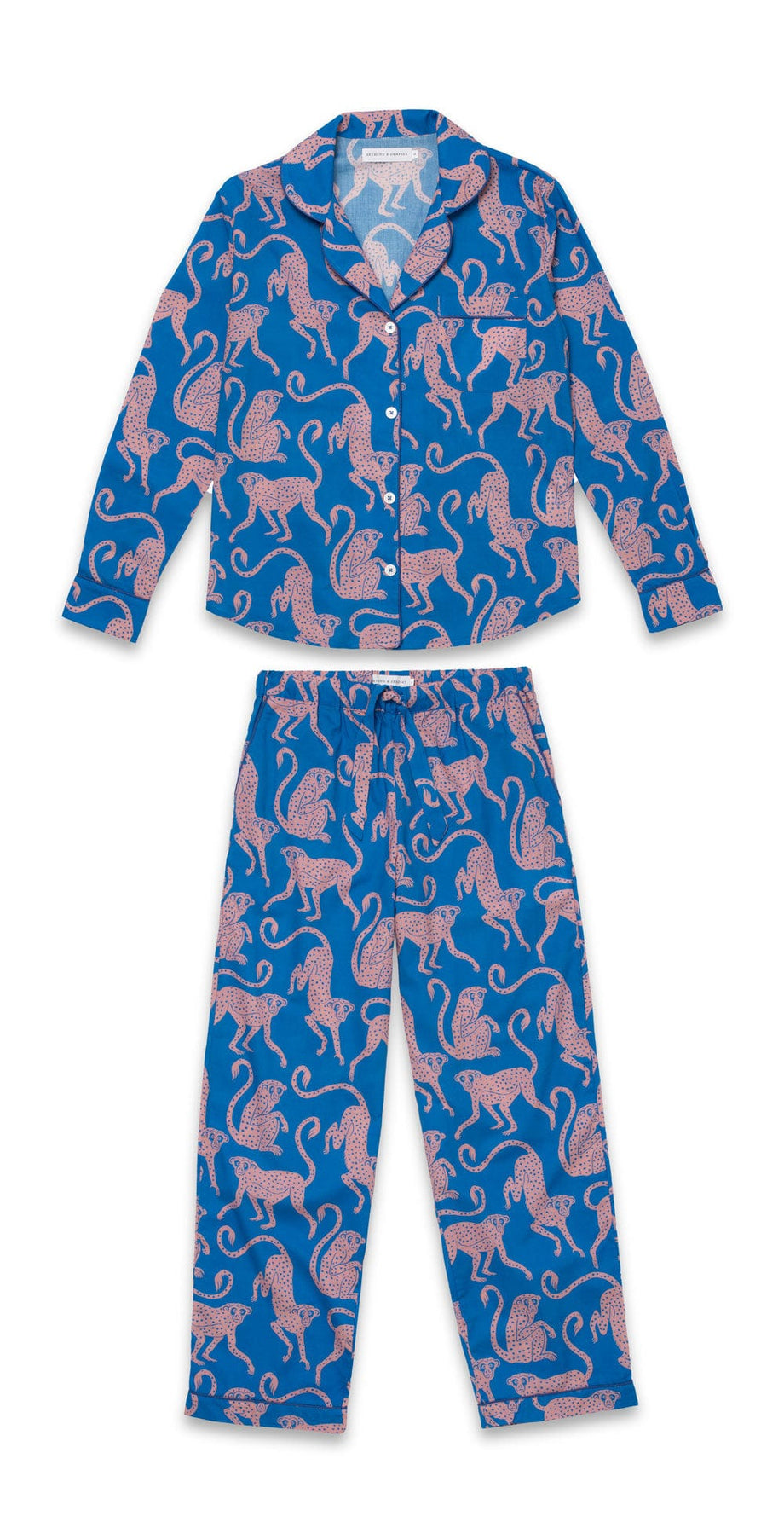 Long Pyjama Set Chango Print Blue/Pink