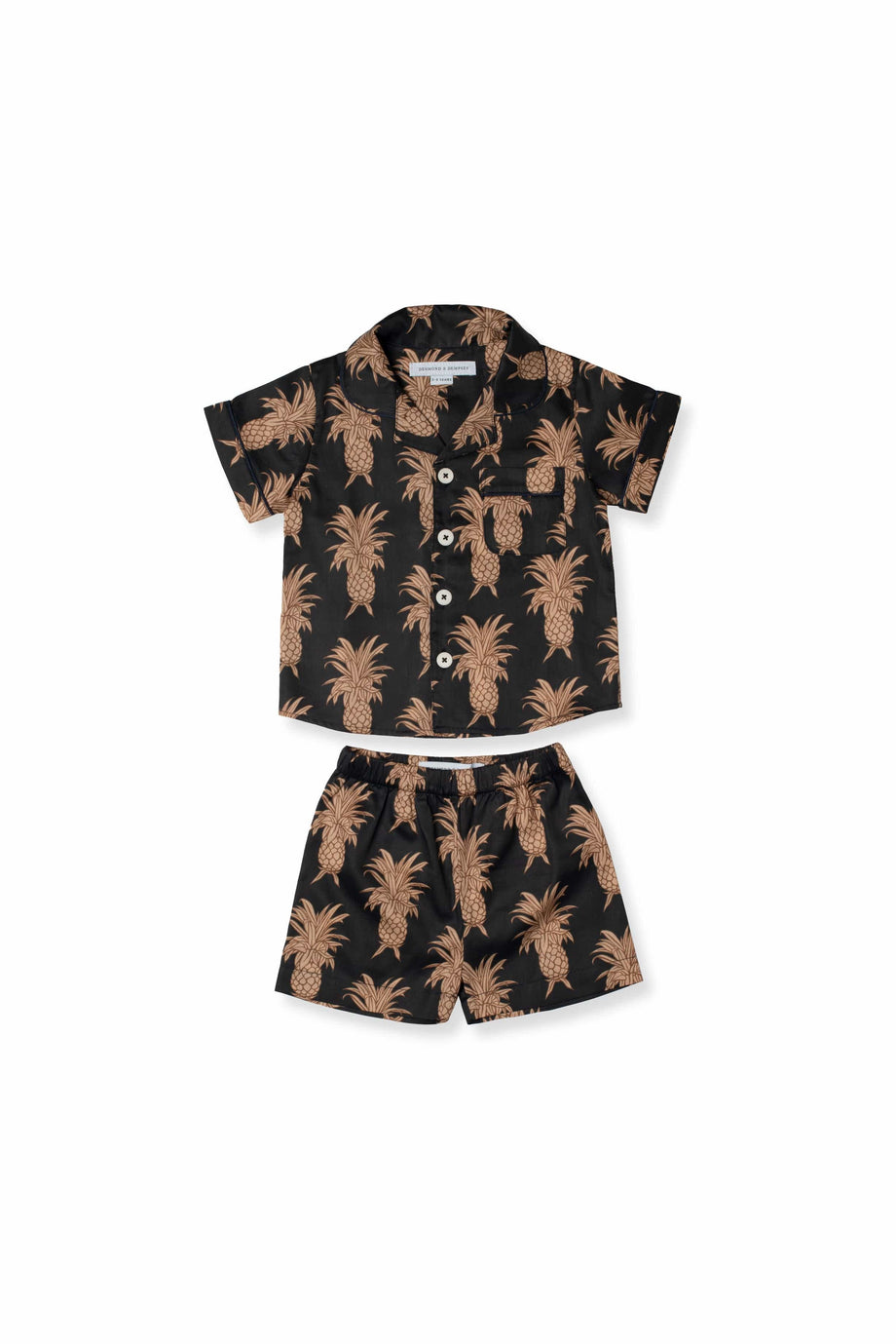 Kids' Short Pyjama Set Howie Pineapple Print Black/Gold