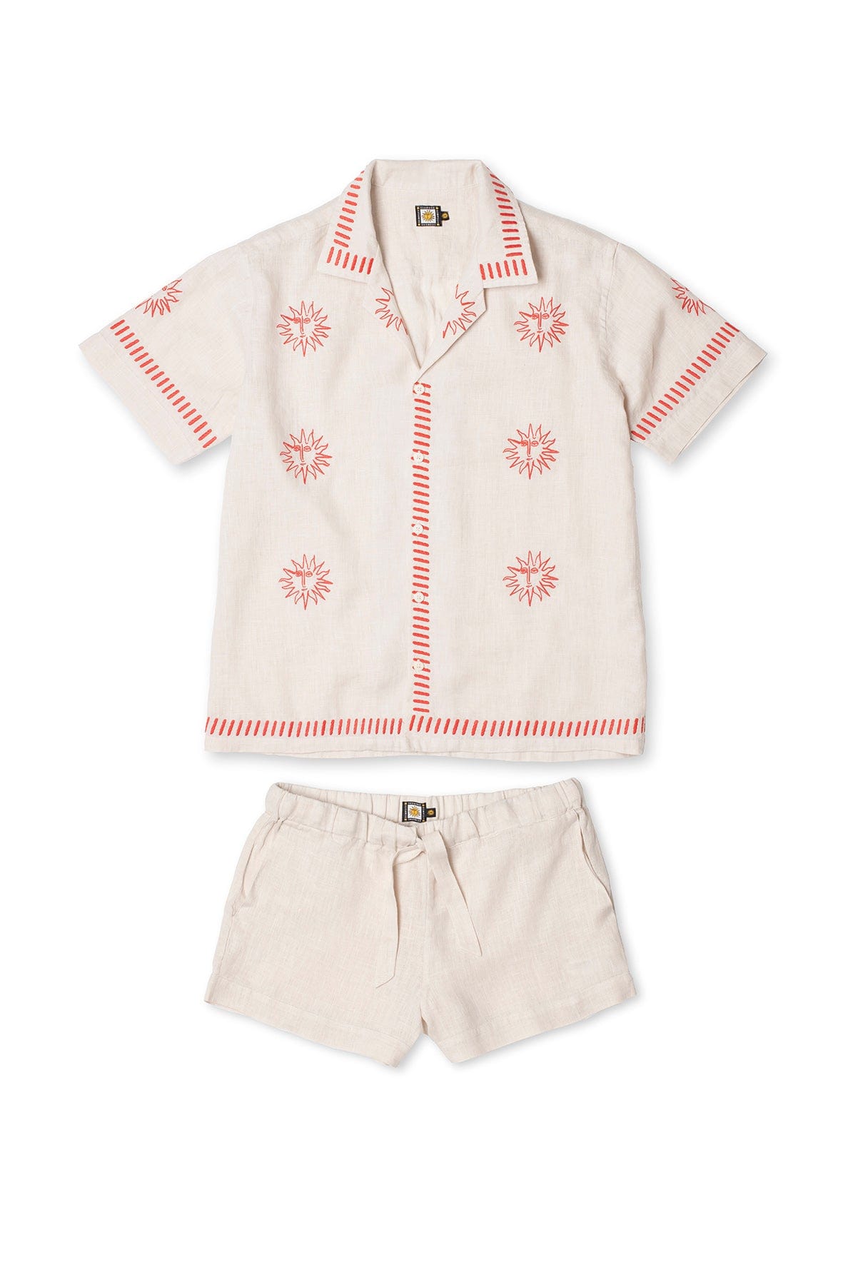 Cuban Pyjama Set Helios Oat Embroidery Linen