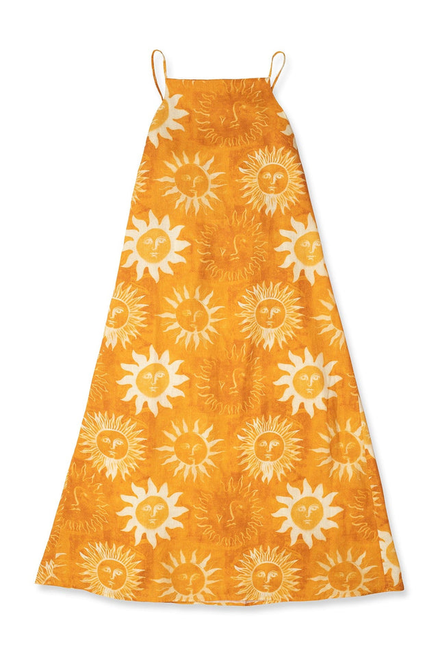 Square Nightie Sol Print Orange Linen