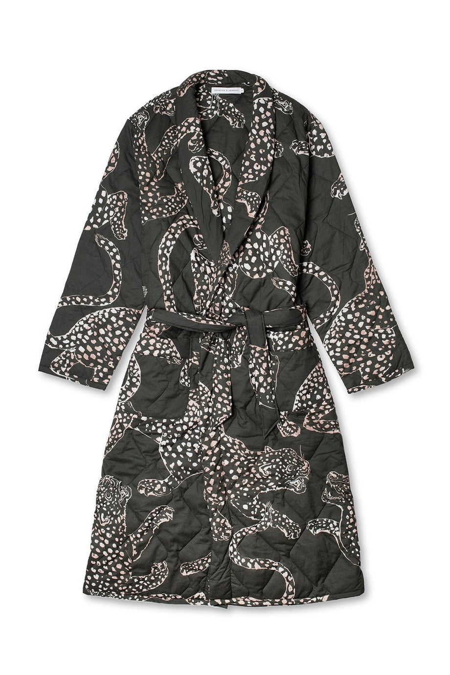 Men’s Quilted Robe Jag Print Green – Desmond & Dempsey