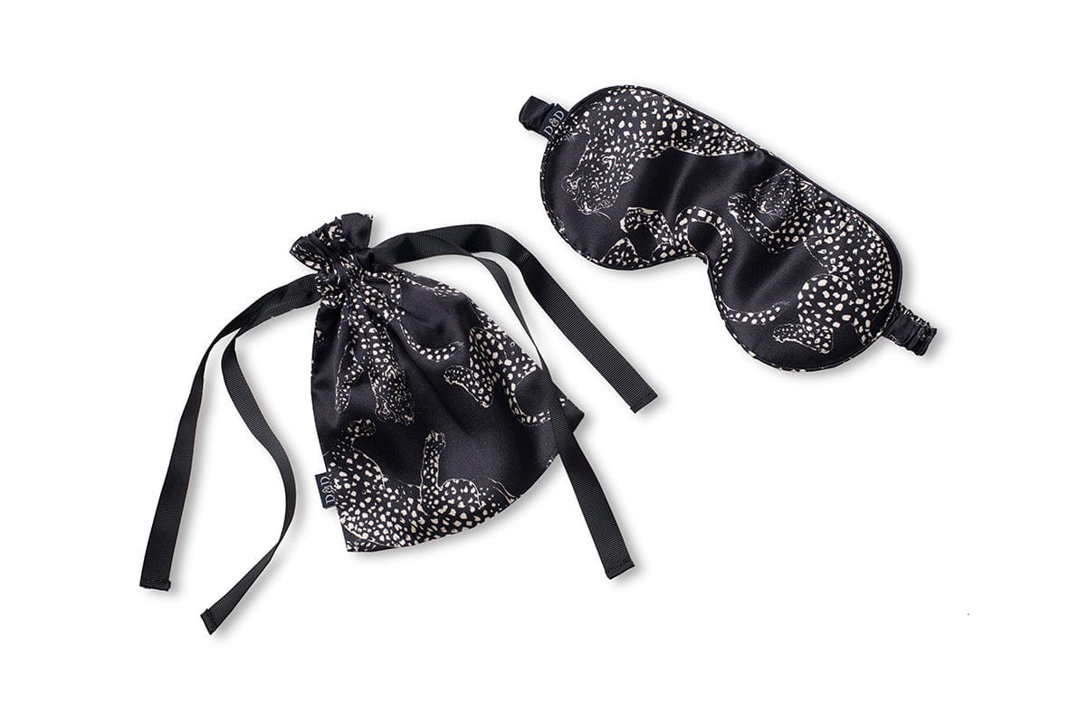 Silk Eye Mask Jag Print Navy