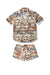Short Pyjama Set Card Collector Print Orange