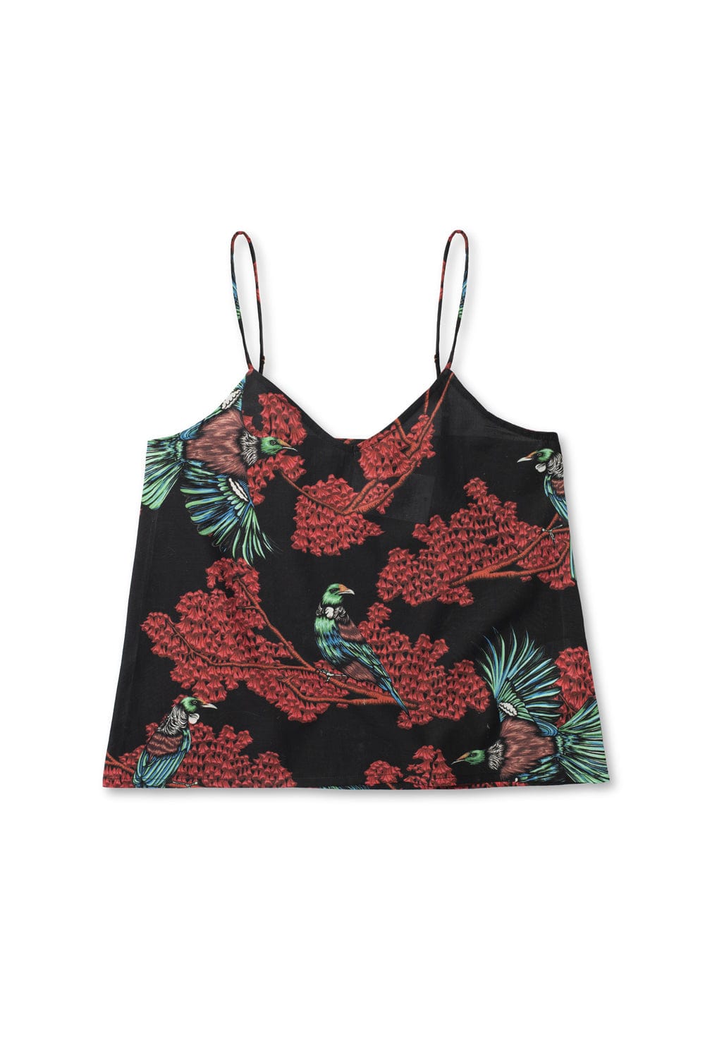 Cami Top Passerine Print Black/Red