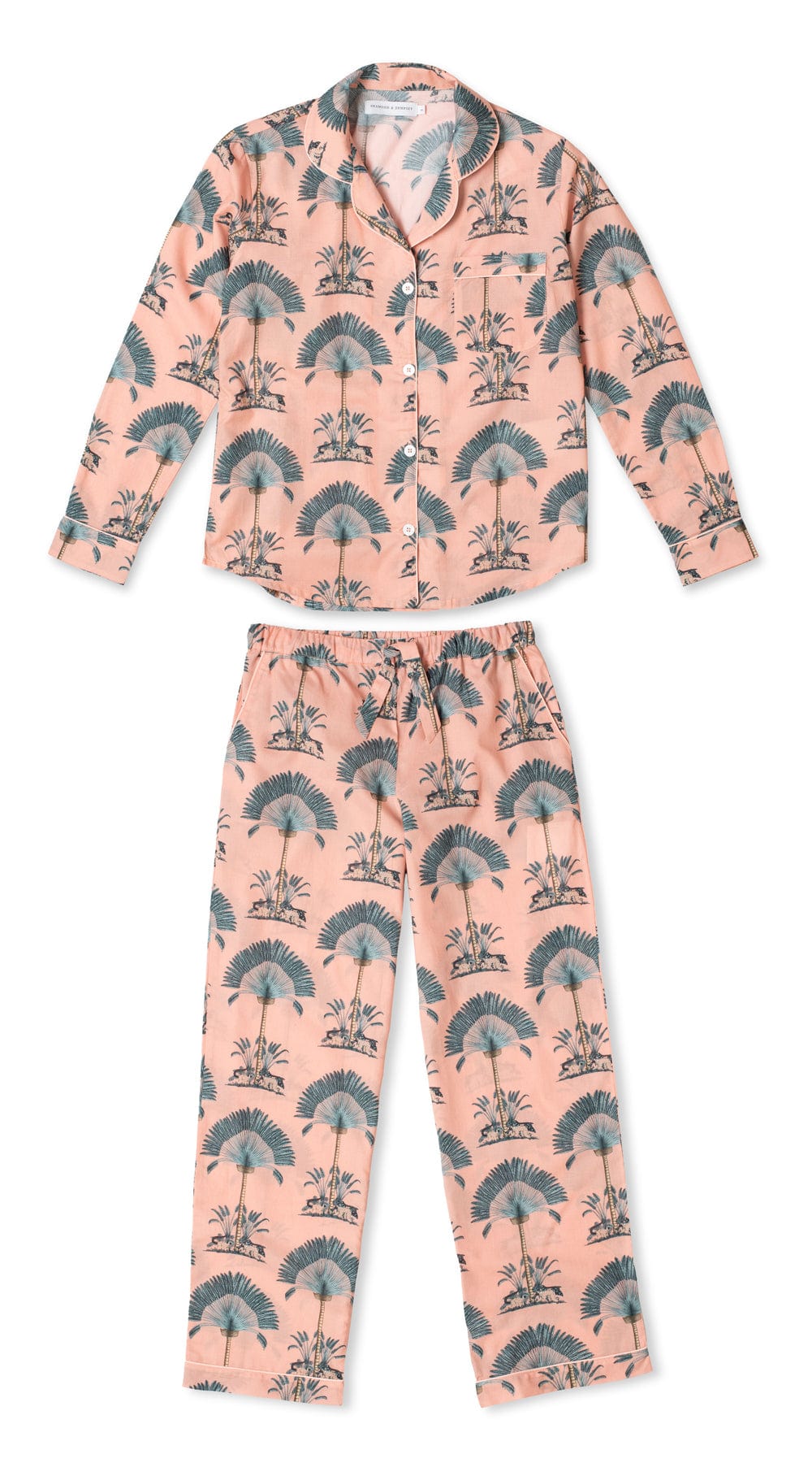 Long Pyjama Set Ravenala Print Pink