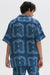 Men’s Cuban Pyjama Shirt Bandana Print Navy/Cream Linen
