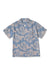 Men’s Cuban Pyjama Shirt Cactus Flower Print Powder Blue/Tan Linen