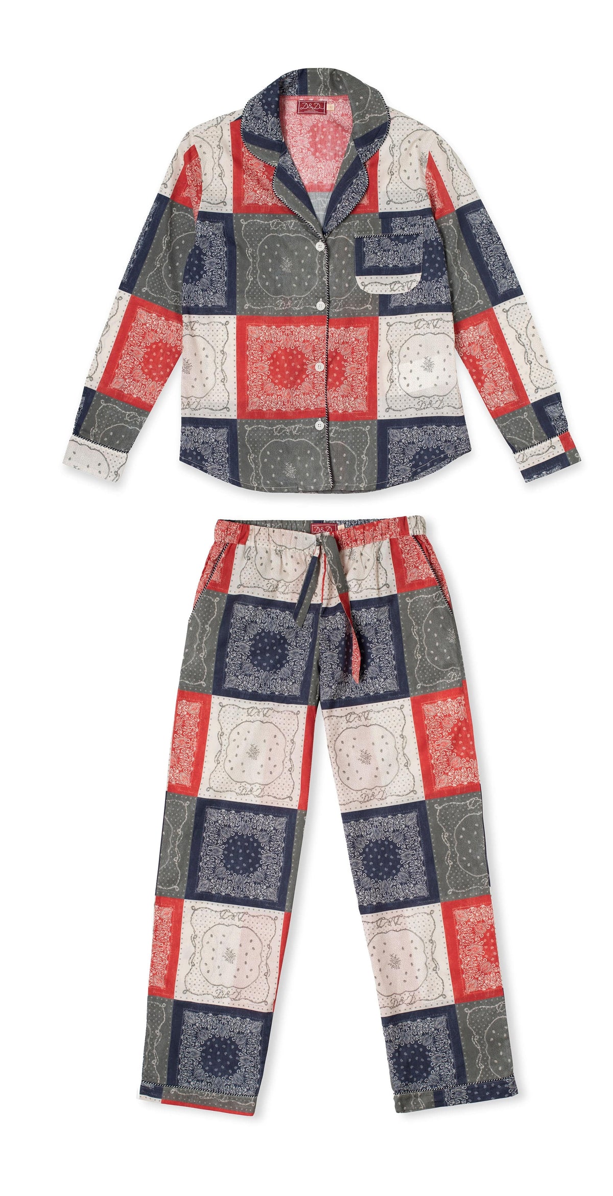 Long Pyjama Set Bandana Patchwork Print Multi