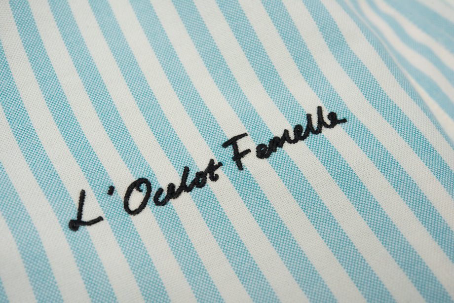 Lounge Shirt L'Ocelot Femelle Embroidery Turquoise Stripe