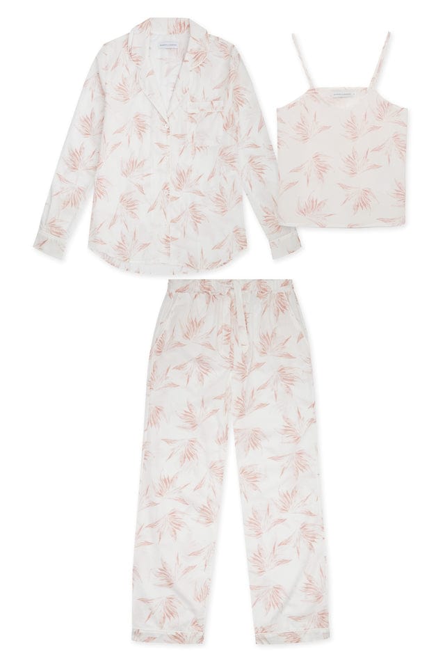 Long Pyjama and Cami Top Set Deia Print White/Pink