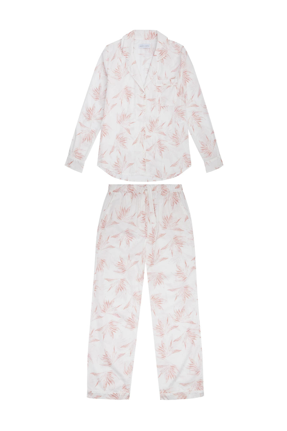 Long Pyjama Set Deia Print White/Pink