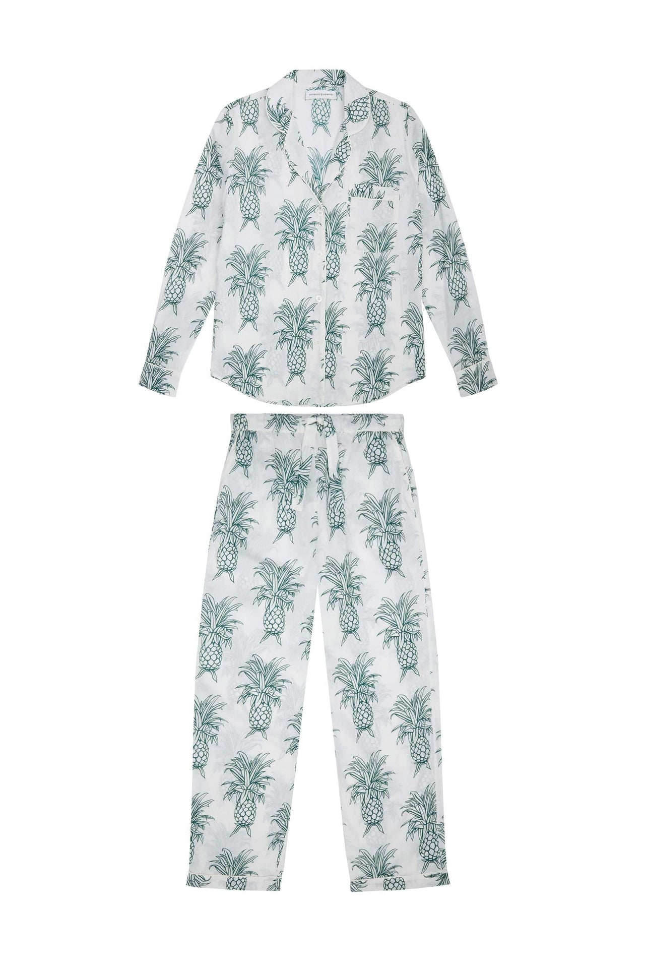 Long Pyjama Set Howie Pineapple Print White/Green