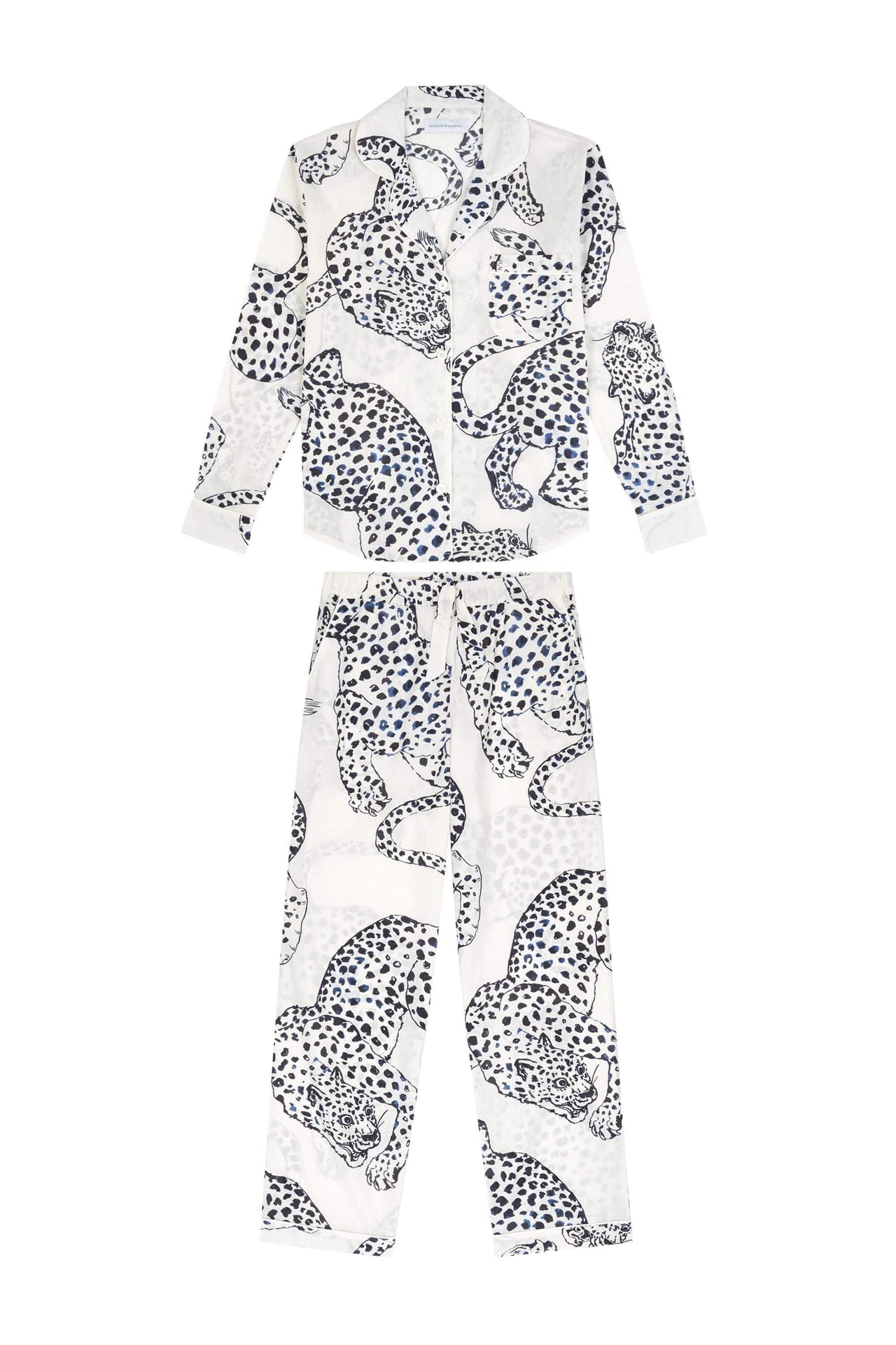 Long Pyjama Set The Jaguar Print Cream – Desmond & Dempsey