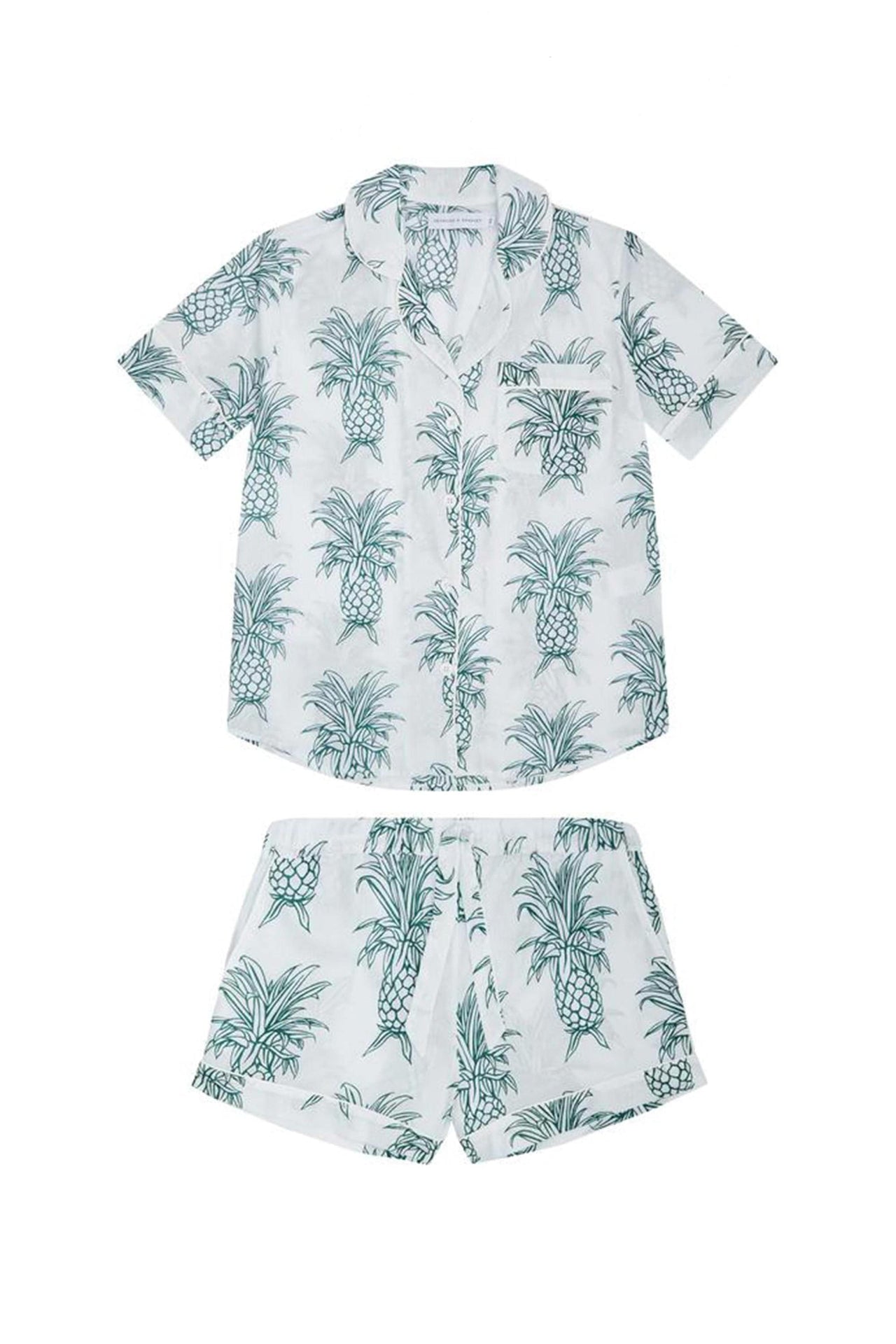 Short Pyjama Set Howie Pineapple Print White/Green